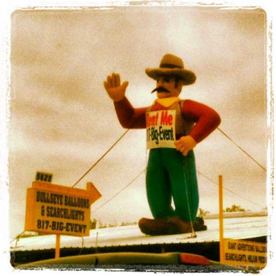 The mustache on this inflatable cowboy reminds me of Chuck Norris (photo by Tui Snider)