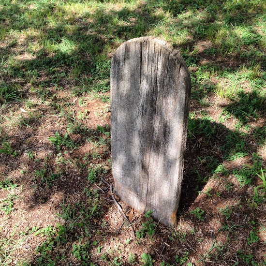 Gravemarker made of bois d'arc wood (photo by Tui Snider)