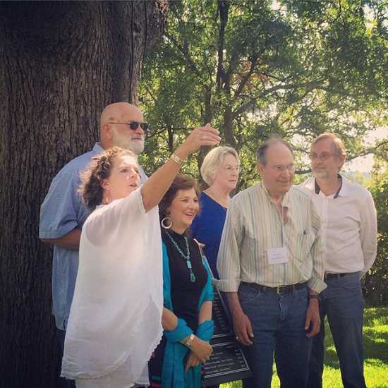 6 Texas Poet Laureates under the Poet Tree at the 2015 Langdon Review Weekend in Granbury, Texas (photo by Tui Snider)
