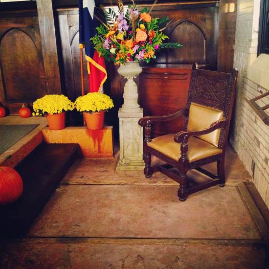 There's a trap door in the chapel floor - for raising & lowering coffins! (photo by Tui Snider)