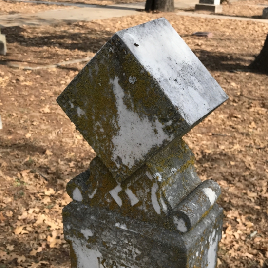 What does a cube symbolize on a headstone? (photo by Tui Snider)