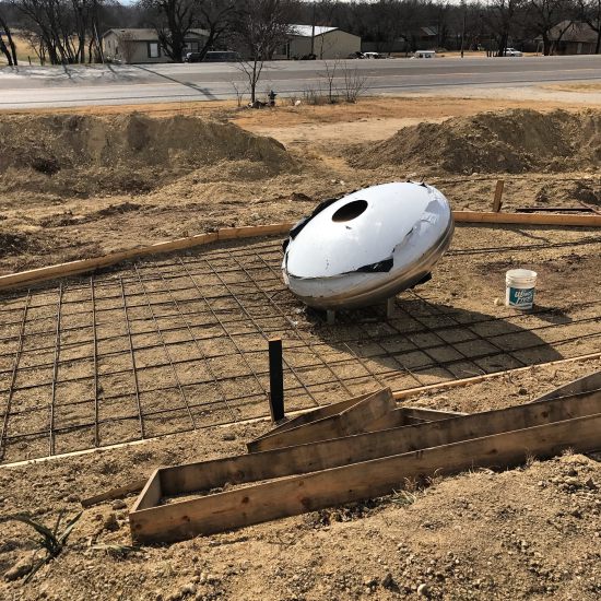 A sculpture commemorating the 1897 UFO crash in Aurora, Texas is now underway! (photo by Tui Snider)