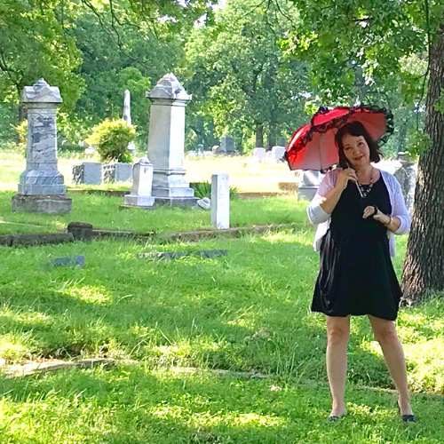 Tui Snider exploring a historic Texas cemetery.